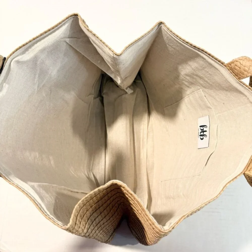 NWT Beyond the Beach Social Distancing Straw Tote Pearl Embellished Bag